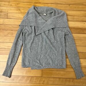 JCrew Womens 100% Cashmere Shawl Collar Open Front Cardigan Heather Grey XS